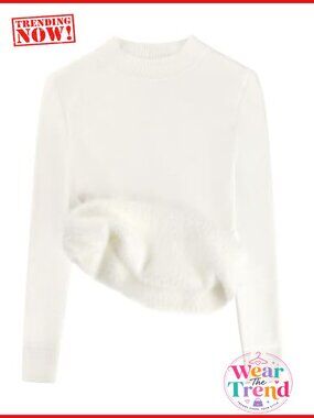 Fleece Sherpa Lined Mock Neck Sweater Long Sleeve Slim Fit Pullover